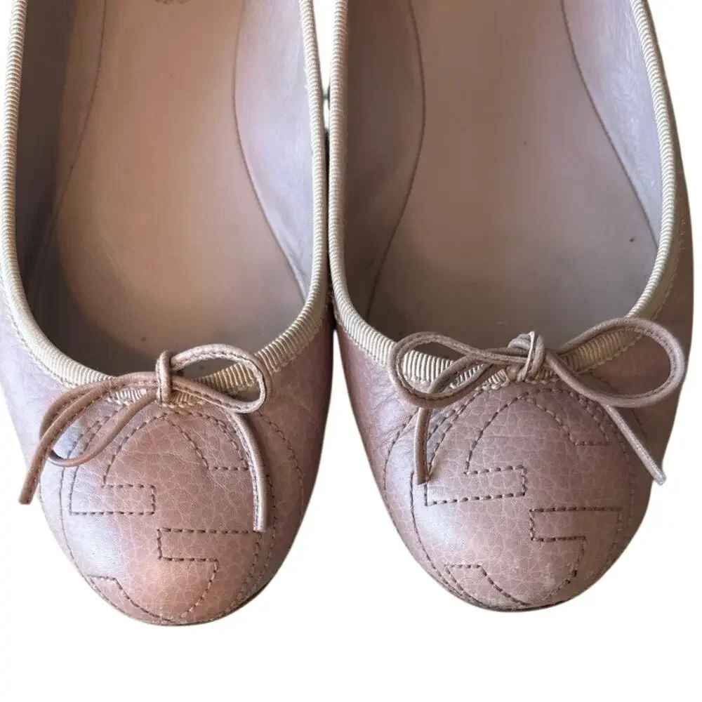 Gucci Ballet Flats Interlocking G Dusty Pink Leather 36.5 - Picture 2 of 14
